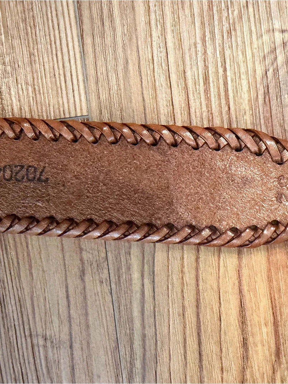 Vintage Hand-Tooled Tan Leather Braided Western Belt with Silver Buckle